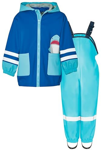 Playshoes Unisex Kinder Regen-Set Regenlatzhose Regenanzug, Hai Türkis, 140 cm (2er Pack) von Playshoes