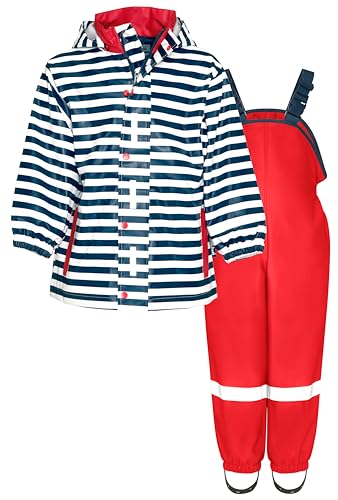 Playshoes Unisex Kinder Regen-Set Regenlatzhose Regenanzug, Maritim Rot, 98 cm (2er Pack) von Playshoes