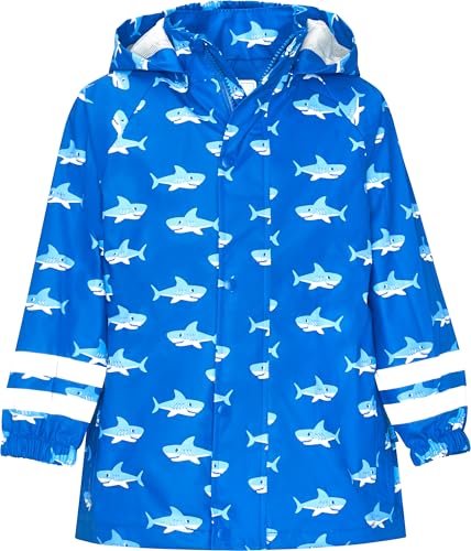 Playshoes Unisex Kinder Regenmantel Regenjacke, Hai Allover, 128 von Playshoes
