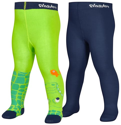 Playshoes Strumpfhose Unisex Kinder Strumpfhose, Krokodil 2er Set, 62/68 von Playshoes