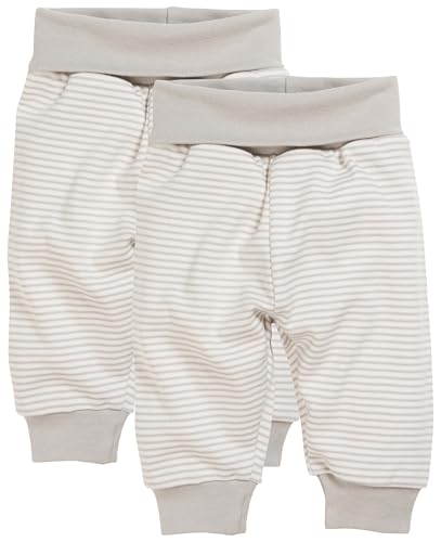 Playshoes Unisex Kinder Sweat-Hose Jogginghose, Ringel Natur, 74 (2er Pack) von Playshoes