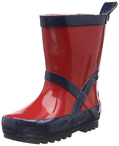 Playshoes Kinder Gummistiefel aus Naturkautschuk, trendige Unisex Regenstiefel mit Reflektoren, Rot Marine, 28/29 EU von Playshoes