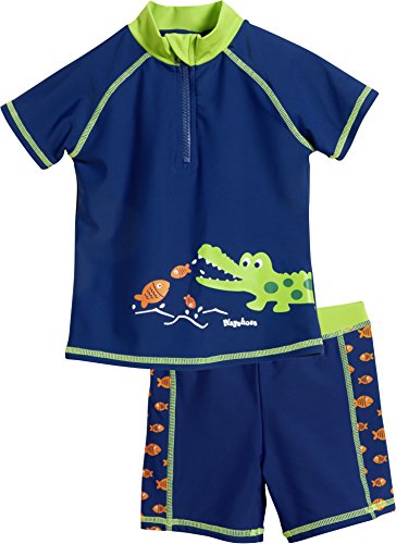Playshoes Unisex Kinder zweiteilig Schwimmshirt Badeshorts Badebekleidung Uv-schutz Bade-set Krokodil 74-80 von Playshoes