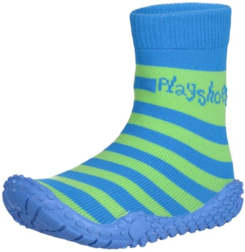 Playshoes Unisex Kinder Aquasocken Wassersportschuh Aquasocken, 174802, Grün Streifen von Playshoes