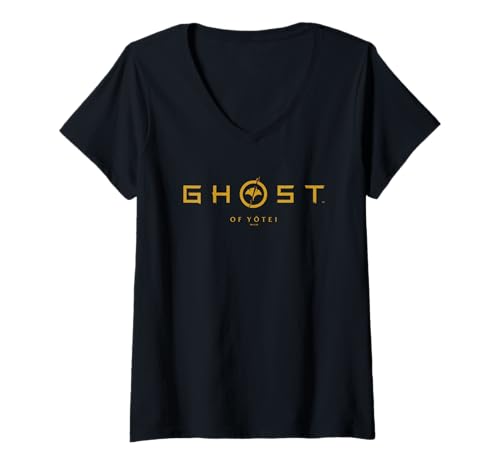 Damen Ghost of Yotei Simple Yellow Logo T-Shirt mit V-Ausschnitt von Playstation