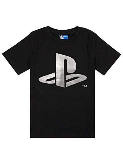 Playstation T-Shirt Jungen Kinderfolien Spiel Konsole Logo Schwarz Top 7-8 Jahre von Playstation