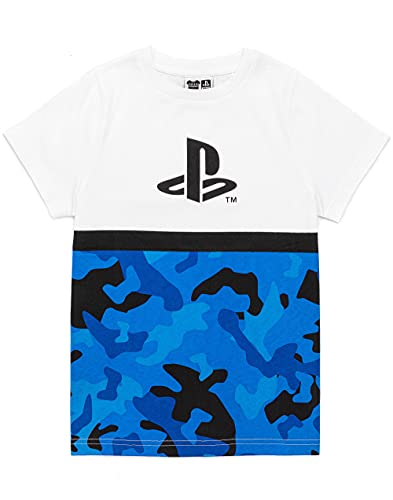 Playstation Kids T-Shirt Camo-Jungen blau weiß Logo Spiel Kurzarm Top 5-6 Jahre von Playstation