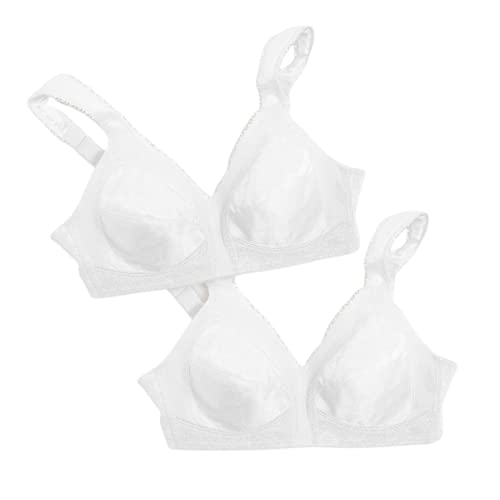 PLAYTEX Damen 18 Hour Comfort-Strap Wireless, Full-Coverage Bra with 4-Way Trusupport, Single & 2-Pack BH mit voller Abdeckung, Undurchsichtige, Weiß/Weiß, 2er-Pack, 90D von Playtex