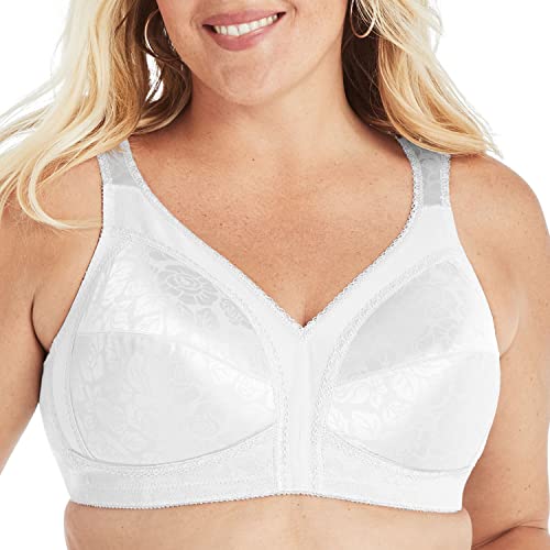PLAYTEX Damen 18 Stunden Komfort-Träger-BH, kabelloser BH, Vollabdeckungs-BH mit 4-Wege-TruSupport, Einzel- & 2er-Pack, Weiss/opulenter Garten, 80C von Playtex