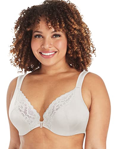 PLAYTEX Damen Secrets Front-Close No-Poke Dreamwire Underwire, Cooling Trusupport Bra BH, Undurchsichtige, Weiss/opulenter Garten, 85E von Playtex