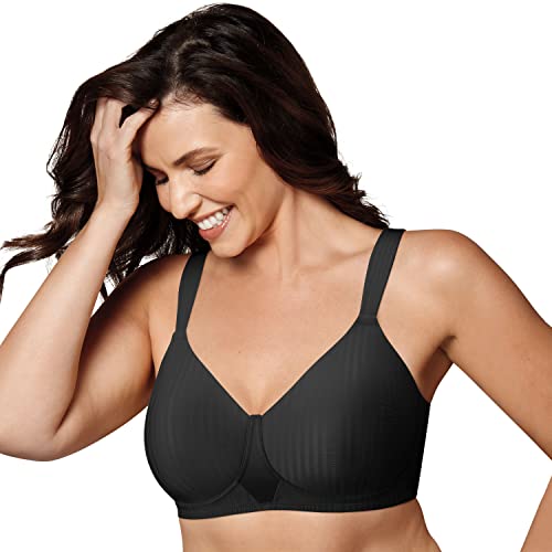 PLAYTEX Women's Secrets Smoothing Wireless Bra, Perfectly Smooth Full Coverage T-Shirt Bra, Full Figures, Schwarzer Streifen, 100C PLAYTEX Women's Secrets Smoothing Wireless Bra, Perfectly Smooth Full Coverage T-Shirt Bra, Full Figures, Schwarzer Streifen, 100C von Playtex