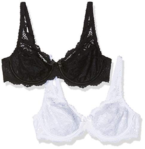 Playtex Damen Flower Elegance x2 Bh, White/Black, 90C von Playtex