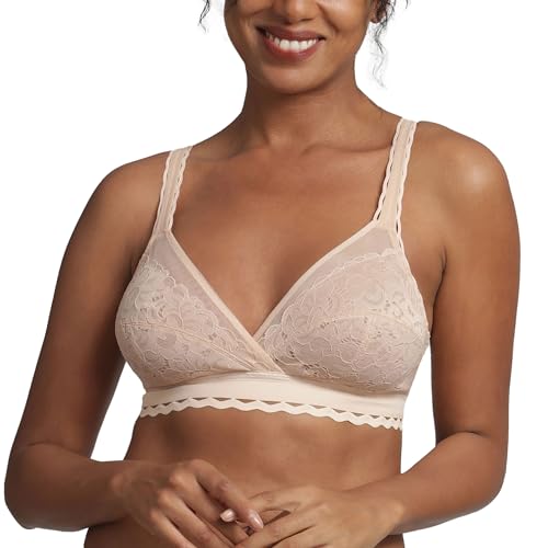 Playtex Damen-BH mit klassischer Spitze und Stützfunktion, recycelter Soft-Cup, 1 Stück Beige 90C von Playtex
