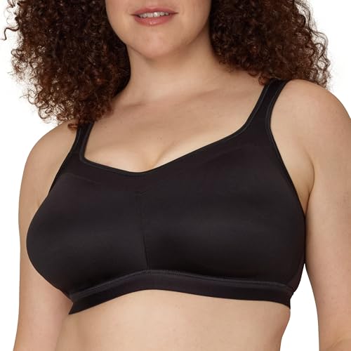 Playtex Damen 18 Hour Active Breathable Comfort Wireless, Full-Coverage Bra, Smoothing Support BHS, Undurchsichtige, Schwarz (Real Black), 100E von Playtex
