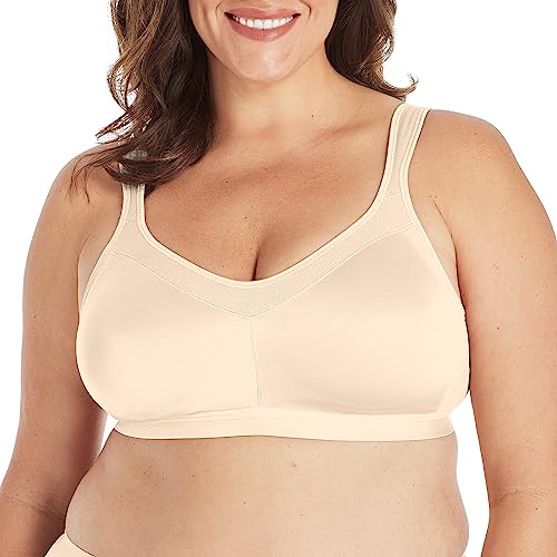 PLAYTEX Damen 18 Stunden kabelloser Nahtloser T-Shirt-BH mit glättender Unterstützung, Us4159 BHS, Undurchsichtige, Hellbeige, 95E von Playtex