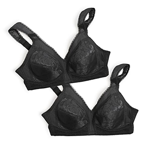 Playtex Damen 18 Hour Original Komfort Strap Full Coverage Us4693, 2er Pack BH mit voller Abdeckung, Schwarz/Schwarz, 80B von Playtex