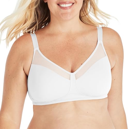 Playtex Damen 18 Hour Smoothing Wirefree Bra Us4697 Minimizer-BH, Durchsichtig, Weiss/opulenter Garten, 100C von Playtex