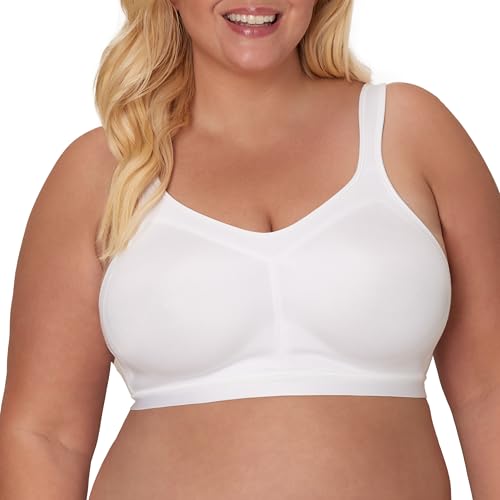Playtex Damen 18 Stunden Active Breathable Comfort Wireless BH Vollständige Abdeckung BH Glättende Unterstützung, Weiss/opulenter Garten, 80D von Playtex