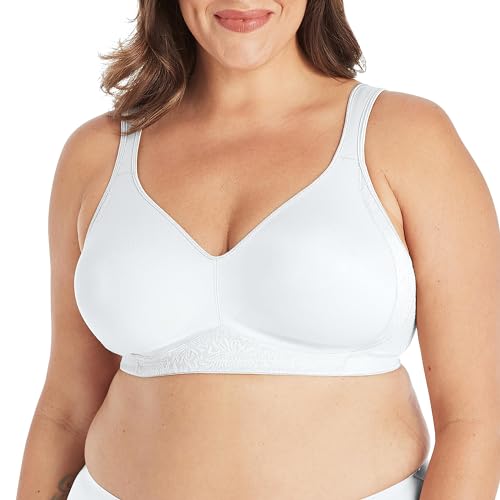 Playtex Damen 18 Hour Side & Back Smoothing Cooling Wireless, 4-Way Support T-Shirt Bra, Single Or 2-Pack BH mit voller Abdeckung, Undurchsichtige, Weiss/opulenter Garten, 100B von Playtex
