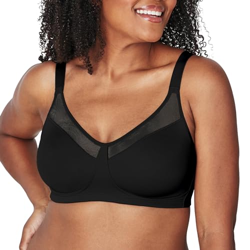 Playtex Damen 18 Stunden Glättung Wirefree Us4697 Minimizer-BH, Durchsichtig, Schwarz, 90E von Playtex
