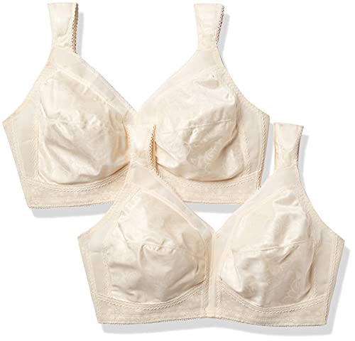 Playtex Damen 18-Stunden-Komfort-Träger, kabellos, vollflächiger 4-Wege-Trägerstütze, Einzel BH mit voller Abdeckung, Undurchsichtige, Natürliches Beige/Naturbeige, 2er-Pack, 95F von Playtex