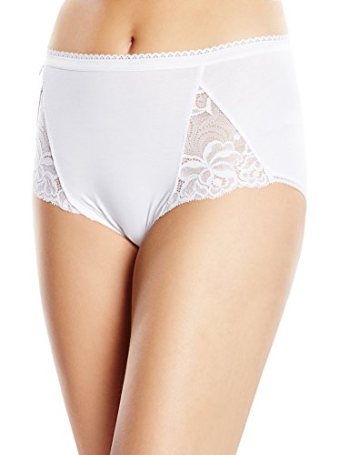 Playtex Slip für Damen aus Baumwolle und Spitze, Midi, x2 Weiß M von Playtex