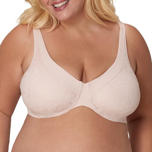 Playtex Damen Dreamwire Ultraweicher bügelloser glatter Spitze, 4-Wege-Unterstützung BH, Undurchsichtige, Sandshell, 85D von Playtex