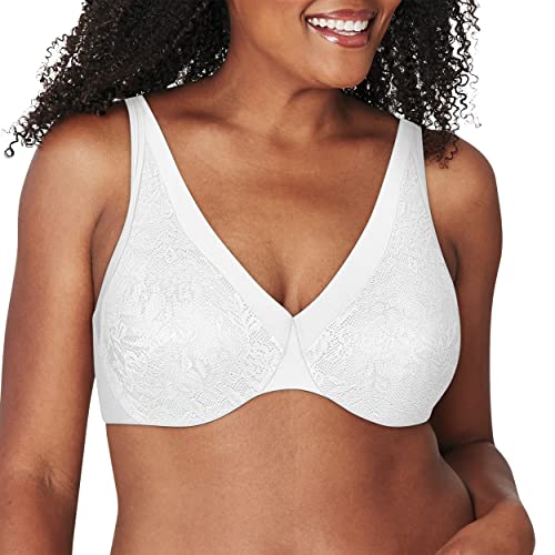 Playtex Damen Dreamwire Ultraweicher bügelloser glatter Spitze, 4-Wege-Unterstützung BH, Weiss/opulenter Garten, 100E von Playtex