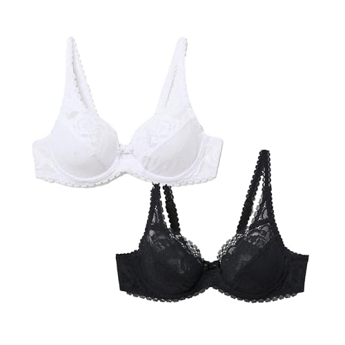 Playtex Bra New Flower Elegance Underwired Women x2, White/Black, 85D von Playtex