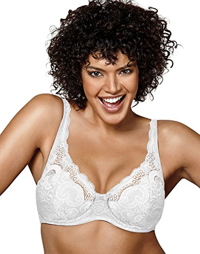 Playtex Damen Love My Curves Thin Foam W/Lace Underwire BH, weiß, 100F von Playtex