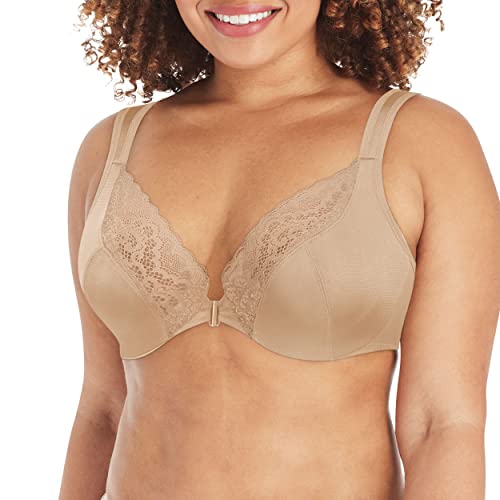 Playtex Damen Secrets Dreamwire Front Close No Poke Smoothing, Moisture Wicking Bras for Women, rutschfeste Träger BH, Taupe, 100E von Playtex