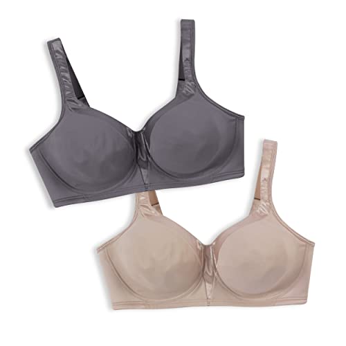 PLAYTEX Damen 18 Stunden Seidig Weicher Glättender Kabelloser, Vollständige Abdeckung, T-Shirt, Einzel-Oder 2er-Pack BH, Undurchsichtige, Privatjet/Nude, 90D von Playtex