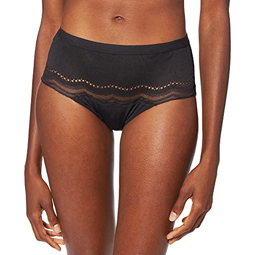 Playtex Damen Midi Secret Comfort Panty mit Bauch-Shaping Slip, Schwarz, XS von Playtex