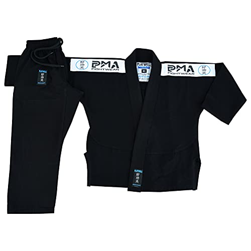 Kinder Elite BJJ Gi Pearl Weave Jiu Jitsu-Uniform – Schwarz (M2) von Playwell
