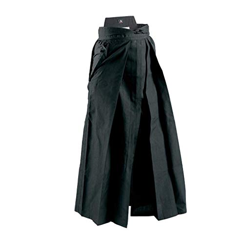 Playwell Deluxe Kampfsport Kendo/Aikido Hakama, Schwarz, Schwarz , 23 - 160cm von Playwell