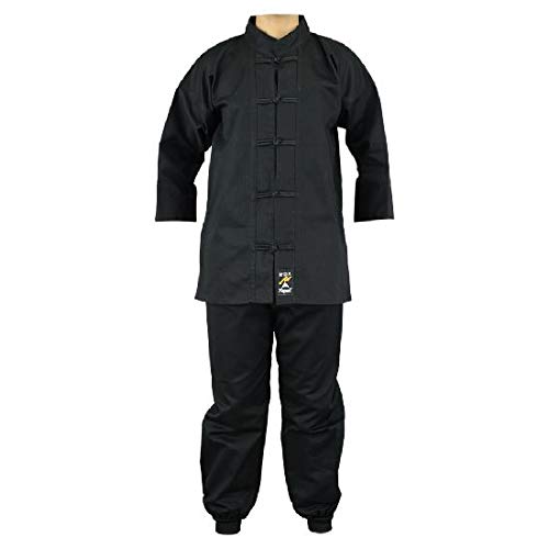 Playwell Martial Arts Kung-Fu Baumwolluniform, Schwarz, Schwarz , 5/180cm von Playwell