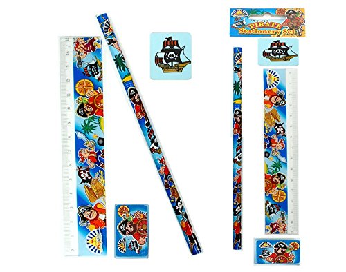 Pirat Schreibwaren - Bleistift, Lineal, Radiergummi, Spitzer (Pirate Stationery Set) von Playwrite