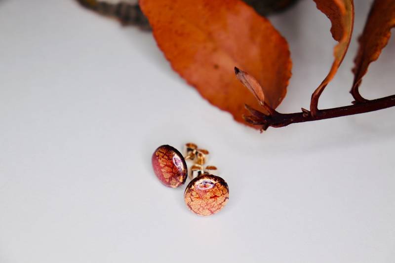 Kupferfarbene Ohrstecker "Autumn Glow" Aus Polymer Clay von PlazaPicaza