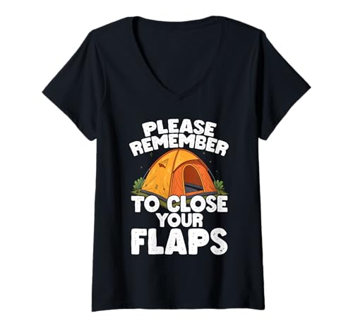 Damen Please Remember to Close Your Flaps Funny T-Shirt mit V-Ausschnitt Damen Please Remember to Close Your Flaps Funny T-Shirt mit V-Ausschnitt von Please Remember To Close Your Flaps Funny