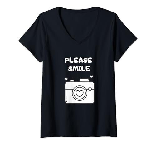 Damen Please Smile Art of Photography Cameraman Photographer T-Shirt mit V-Ausschnitt von Please smile photography cameraman photographer