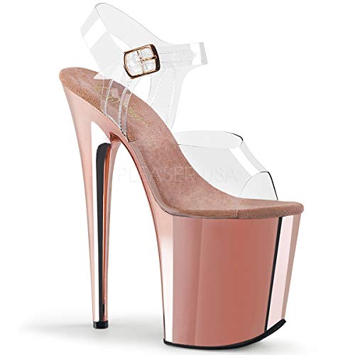 Pleaser FLAMINGO-808, Damen Plateau Sandalen, Transparent (Transparent (Clr/Clr)), Gr.- 38 EU/ Herstellergröße- 8 von Pleaser