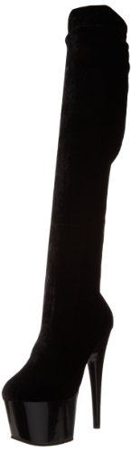 Pleaser ADORE-3002, Damen Over-Knee Stiefel, Schwarz (Schwarz (Blk Str Velvet/Blk)), 40 EU (7 Damen UK) von Pleaser