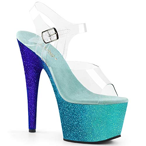 Pleaser ADORE-708OMBRE Damen Plateau High Heels, Clear Aqua Blue Ombre, 39 EU von Pleaser