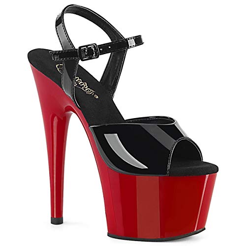 Pleaser ADORE-709 Damen Plateau High Heels, Lack Schwarz/Rot, EU 40 (US 10) von Pleaser