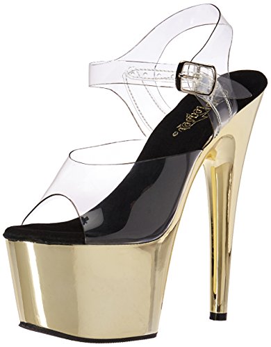 Pleaser Adore-708 Damen Plateausandalen, Clr/Gold Chrome, 36 EU von Pleaser