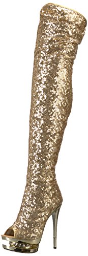 Pleaser BLONDIE-R-3011 Gold Sequins/Gold Chrome UK 3 (EU 36) von Pleaser