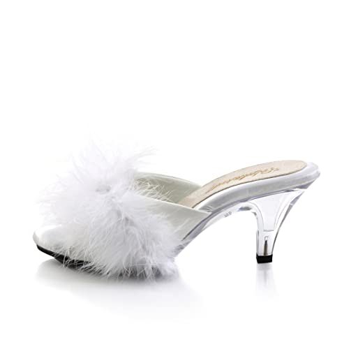 Pleaser Damen Belle-301f Plateau, Weißes Kunstfell/Transparent, 40 EU von Pleaser