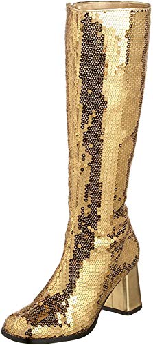 Pleaser Bordello Damen Spectacul-300SQ Kniehohe Stiefel, Goldfarbene Pailletten, 42 EU von Pleaser