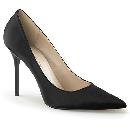 Pleaser CLASSIQUE-20, Damen Pumps, Black Satin, 35 EU von Pleaser