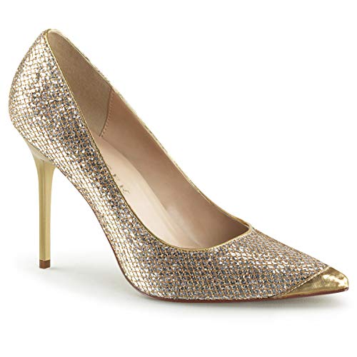 Pleaser CLASSIQUE-20, Damen Pumps, Gold Glittery Lame Fabric, 38 EU von Pleaser